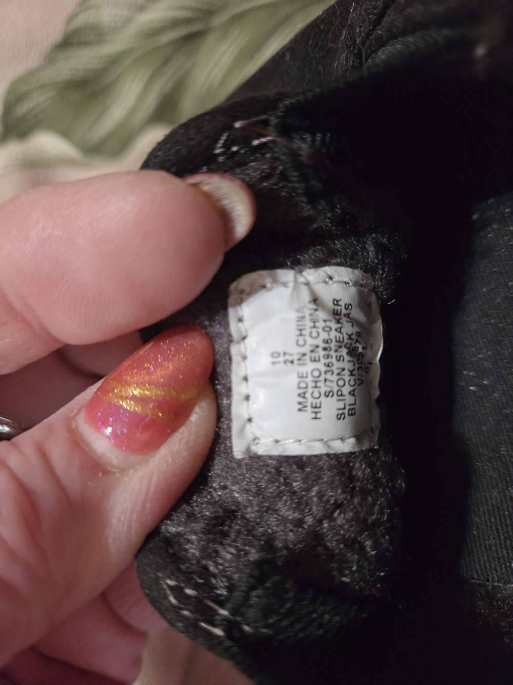 #705-Old Navy- Black Plush-Lined Slip-On Sneakers,sz10 - Picture 2 of 5